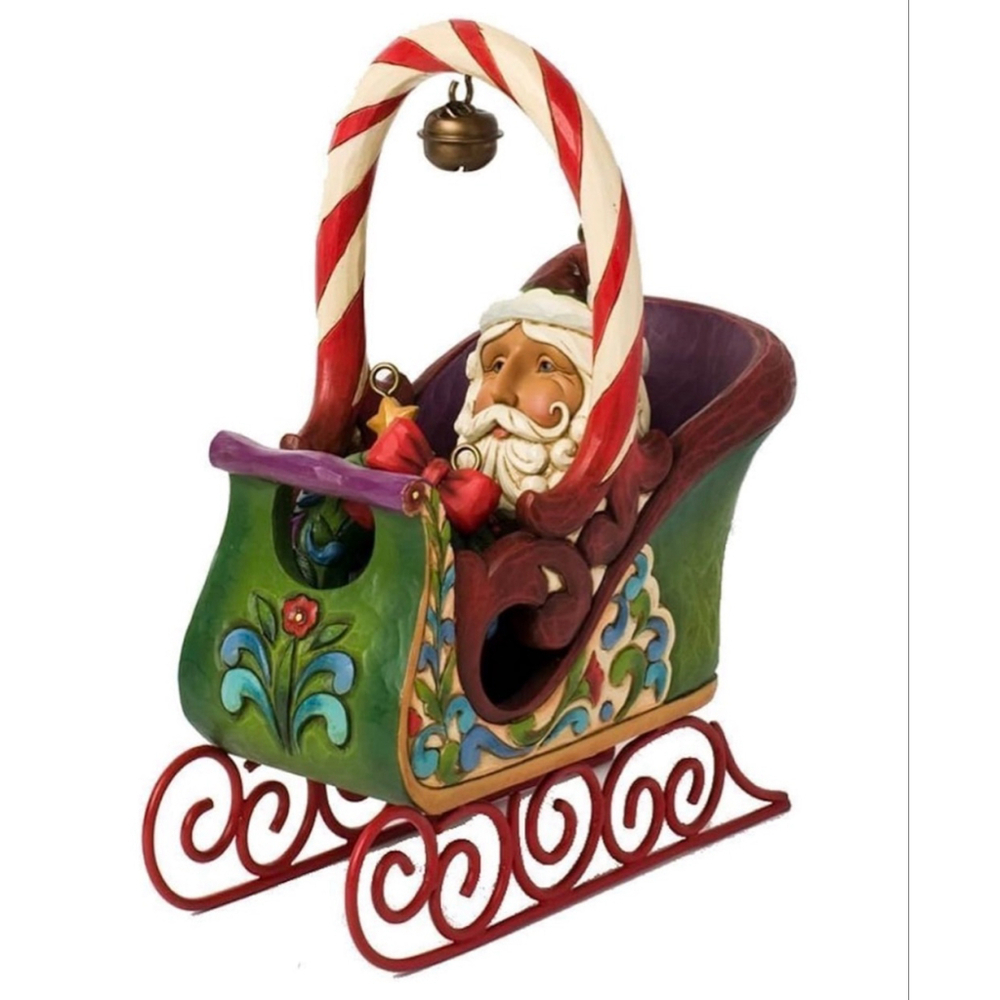 Jim Shore Christmas Ornaments Set/5 Winter Sleigh w/Hanging Ornaments
